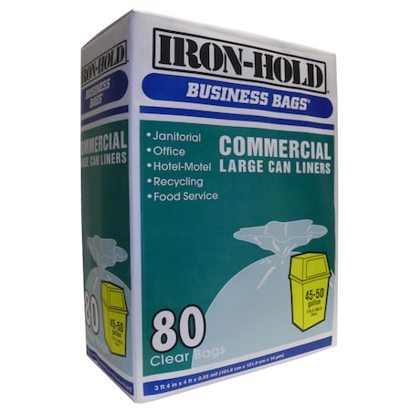 Business Bags Iron-Hold 50 gal No Scent Scent Drum Liners Twist Tie 80 pk 0.55 mil 618642